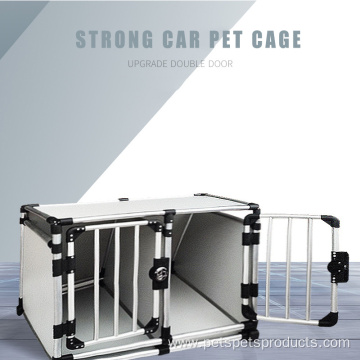 Pet Cage Dogs cat Travel Metal Double-Door carrier